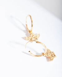 Gold Plated Sterling Silver Cherub Hoop Earrings - link has visual effect only