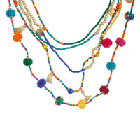 Rainbow Seed Bead Layered Long Necklace - link has visual effect only