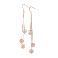 Rose Gold Trio Bead Drop Earrings - link has visual effect only