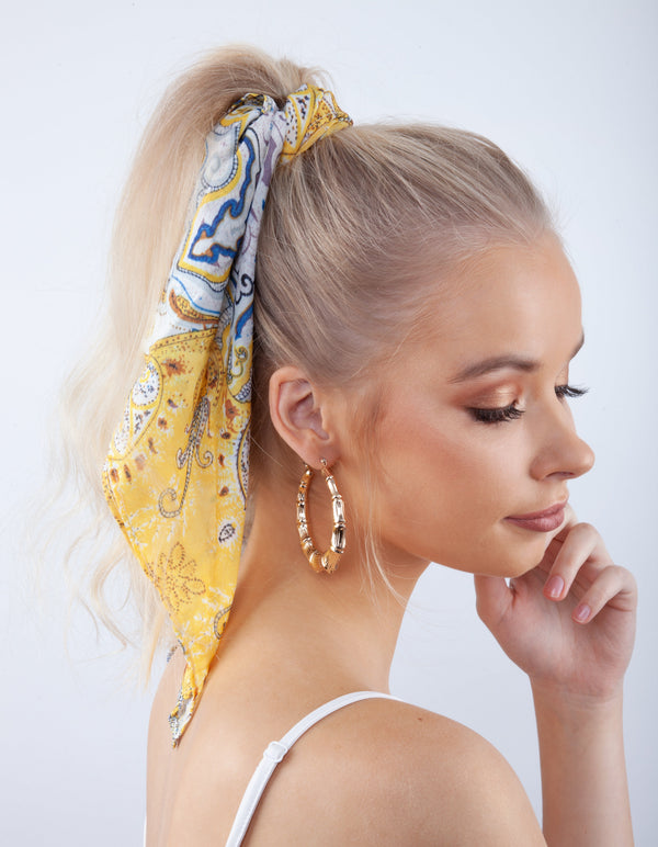 Gold Chunky Section Hoop Earrings