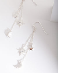 Silver Cubic Zirconia Celestial Chain Earrings - link has visual effect only