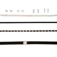 Black Rhodium Choker Earrings Set - link has visual effect only