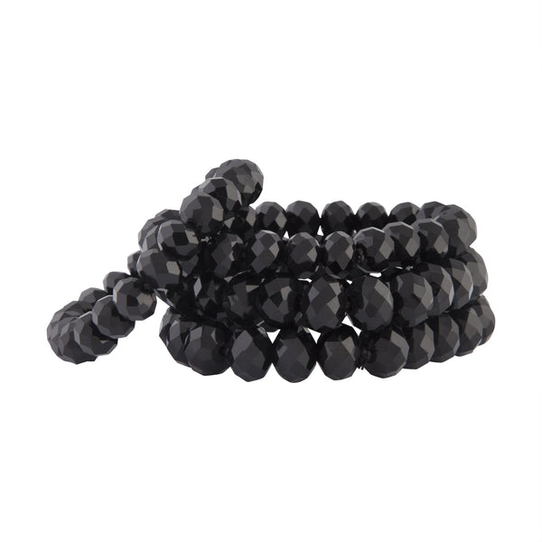 Black Faceted Bead Stretch Bracelet 4 Pack