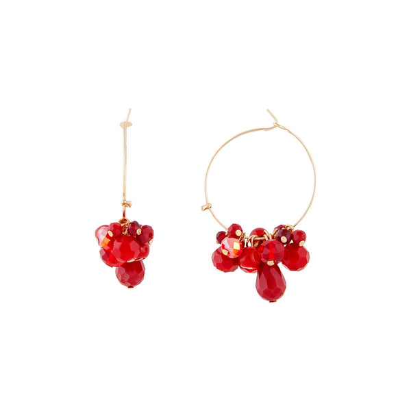 Red Gold Facet Bead Charm Hoop