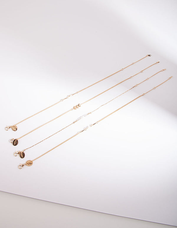 Leaf Gold Bracelet & Anklet 4 Pack