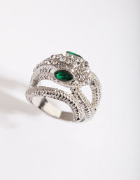Rhodium Diamante Snake Ring - link has visual effect only