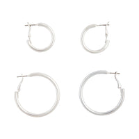 Silver Chunky Classic Hoop Earring 2 Pack - link has visual effect only