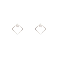 Rhodium Square Diamante Stud Earrings - link has visual effect only