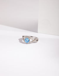 Rhodium Blue Cubic Zirconia Ring - link has visual effect only