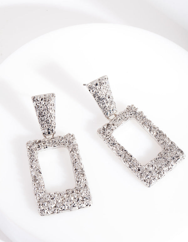 Rhodium Mini Geometric Earrings