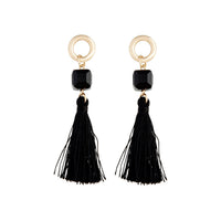 Gold Black Cube Bead Tassel Drop Earrings - link has visual effect only