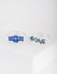Silver Blue Stone Ring 2 Pack - link has visual effect only