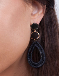Black Raffia Teardrop Earrings - link has visual effect only