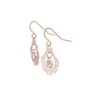 Ornate Rose Gold Drop Earrings With Centre Diamante - link has visual effect only