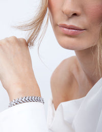 Zilveren diamanten simulant Navette-armband - link has visual effect only