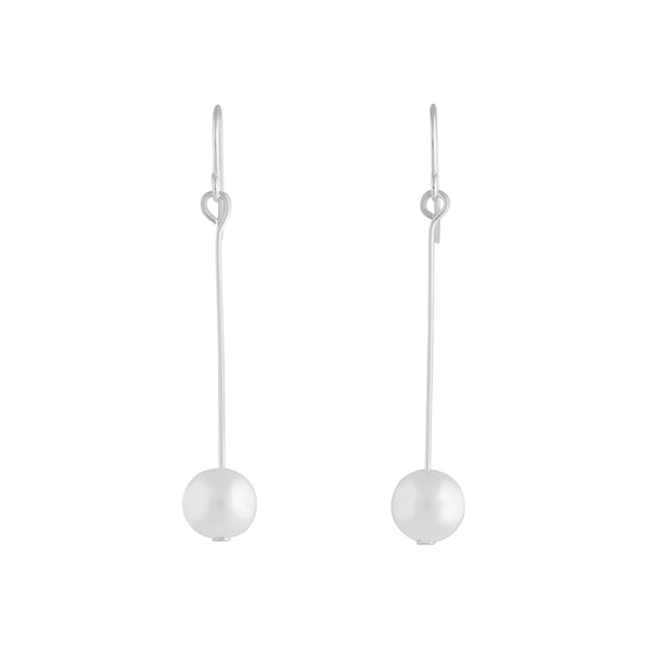 Fine Silver Pin And Pearl Drop Earrings