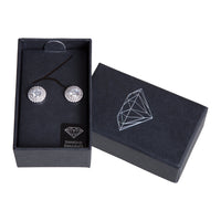 Rhodium Diamond Simulant Double Circle Stud Earrings - link has visual effect only