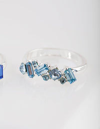Silver Blue Stone Ring 2 Pack - link has visual effect only