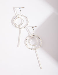 Silver Textured Drop Hoop Earrings - link has visual effect only