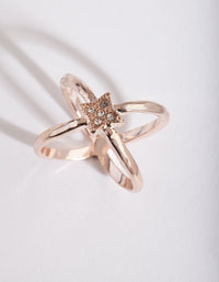 Rose Gold Diamante Crossover Ring - link has visual effect only