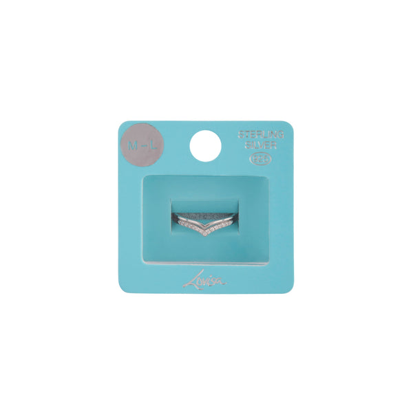 Sterling Silver Diamante Double Chevron Ring