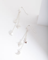 Silver Cubic Zirconia Celestial Chain Earrings - link has visual effect only