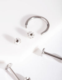 Rhodium Surgical Steel Disco Ball Barbell 3 Pack - link has visual effect only