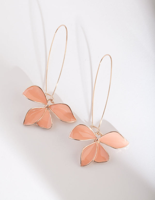 Rose Gold Peach Flower Earrings