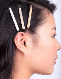 Mixed Metal Textured Hair Clip 6 Pack - link has visual effect only