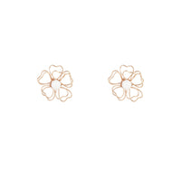 Gold Pearl Wired Flower Stud Earrings - link has visual effect only