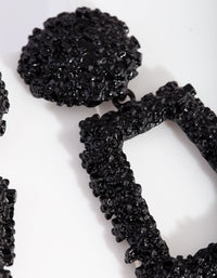 Black Textured Geometric Drop Earrings - link has visual effect only
