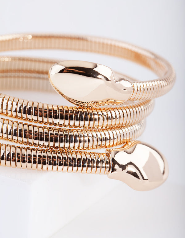 Gold Snake Chain Coil Bracelet