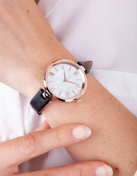 Black Rose Gold Marble Face Watch - link has visual effect only