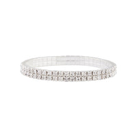 Rhodium Double Row Cup Chain Stretch Bracelet - link has visual effect only