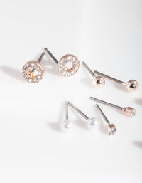 Rose Gold Glam Pearl Earring 5 Pack - link has visual effect only