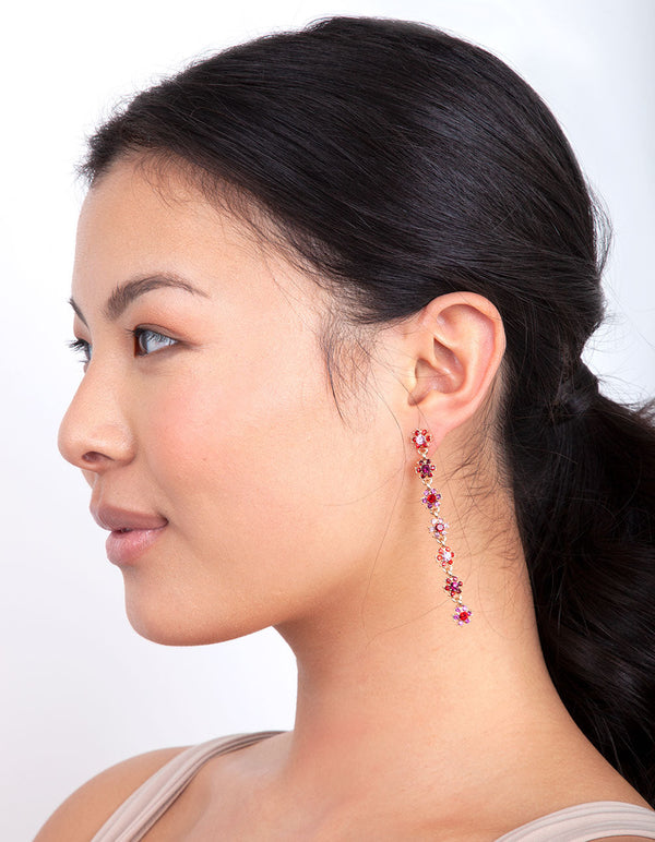 Red Daisy Chain Earrings