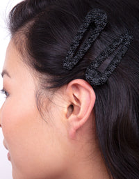 Black Textured Hair Clip 2 Pack - link has visual effect only