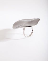 Rhodium Large Wave Disc Ring - link has visual effect only