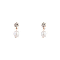 Rose Gold Pearl Drop Stone Stud Earrings - link has visual effect only