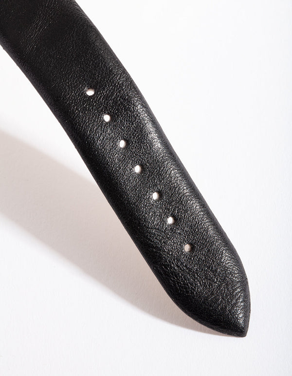 Black Floral PU-Strap Watch