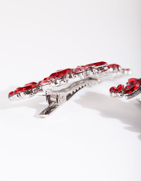 Red Gem Floral Clip 2-Pack