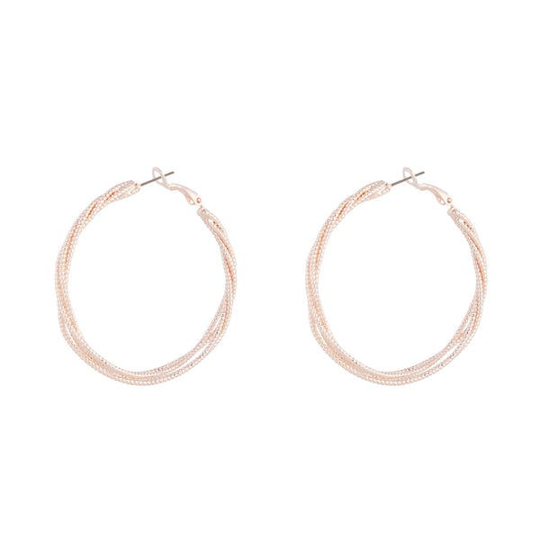 Rose Gold Wavy Layered Hoop Earrings