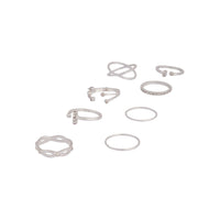 Silver Diamante Fine Mix Ring 8 Pack - link has visual effect only