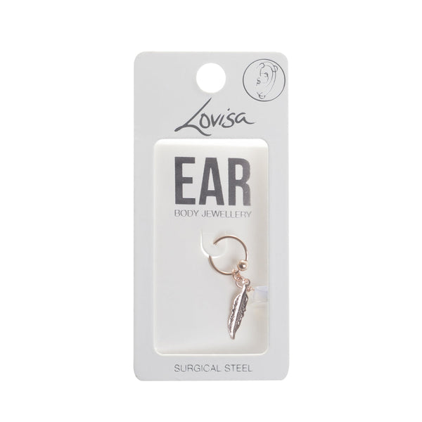 Rose Gold Surgical Steel Feather And Stone Upper Ear Ring