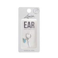Rhodium Surgical Steel Upper Hoop Feather Earrings - link has visual effect only