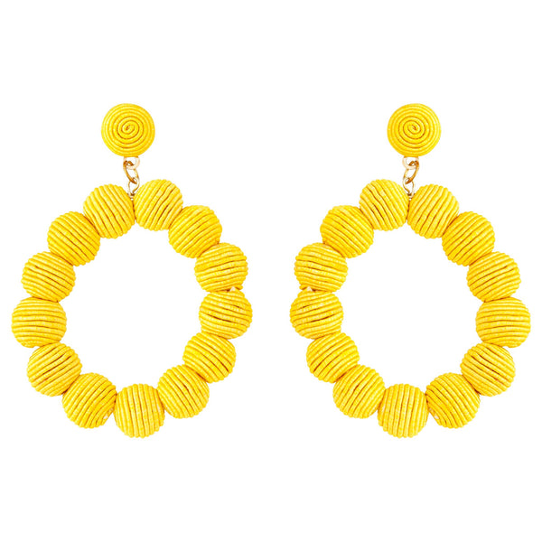 Yellow Cord Wrap Hoop Earrings