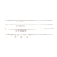 Antique Silver Anklet Bracelet 4 Pack - link has visual effect only