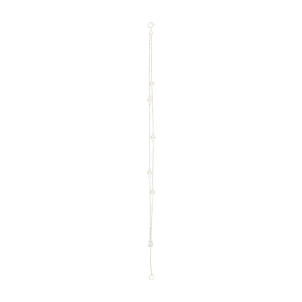 Sterling Silver Double Row Pearl Station Bracelet