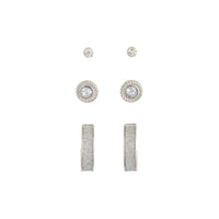 Rhodium Diamante Glitter Hoop Earring 3 Pack - link has visual effect only