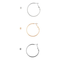 Mixed Metal Stud Hoop Earring Pack - link has visual effect only